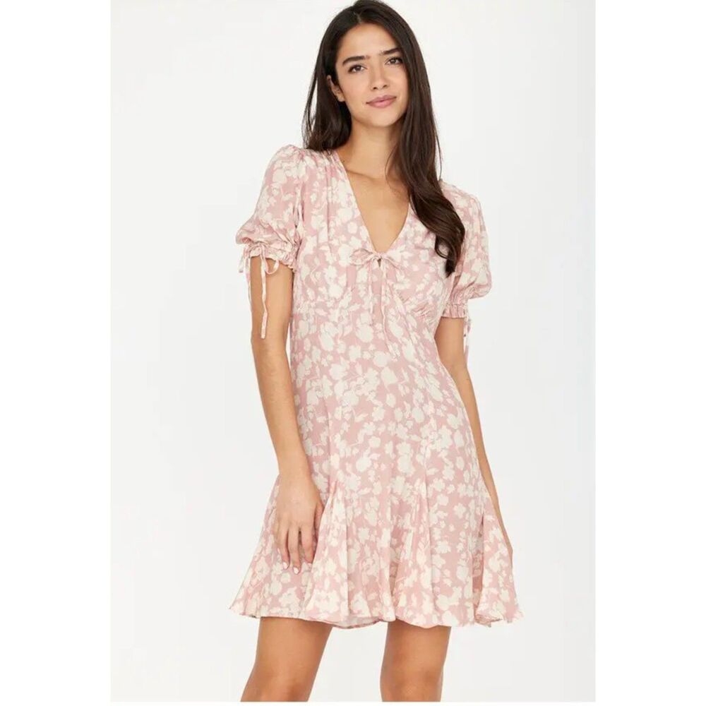 Yumi Kim Kelly Day Dress in Floral Pink Crepe de Chine Sz Small Romantic
